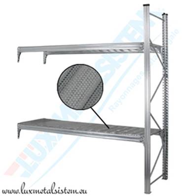 RAYONNAGE Mi-Lourd - Tablettes perforées 50 % - P. 45 cm à 85 cm
