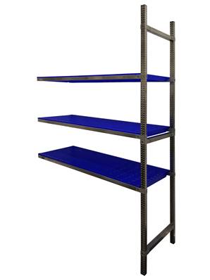 Rayonnage Inox - Elém. Suivant PP Bleu  - 3 Niveaux Tablettes