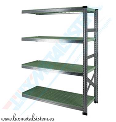 Rayonnage Elément Suivant PP Vert 1.20 m - H: 1.58 m - 4 tablettes