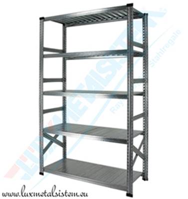 Rayonnage métallique - Elément Départ 1.35 m - H: 1.97 m - 5 tablettes
