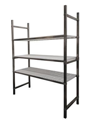 Rayonnage Inox - Elém. Départ PP Blanc  - 3 Niveaux Tablettes