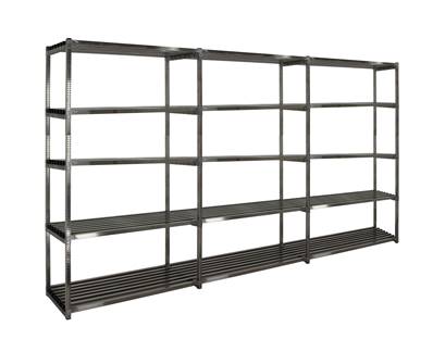 Rayonnage Inox Clayettes - 3 éléments - 5 niveaux Clayettes