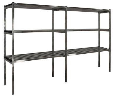 Rayonnage Inox - 2 Éléments - 3 Niveaux Clayettes