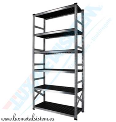 Rayonnage Elément Départ PP Noir 1.20 m - H: 2.50 m - 6 tablettes