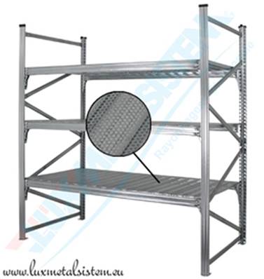 RAYONNAGE Mi-Lourd - Tablettes perforées 50 %  - P. 90 cm à 1,20 m