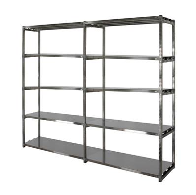 Rayonnage Inox - 2 Éléments - 5 Niveaux Tablettes