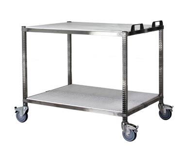 Chariot bas large INOX Blanc - H.1.06 m - P.1.05 m