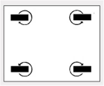 avec 4 roues pivotantes - Roues ø 250 mm