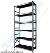 Rayonnage Elément Départ PP Noir 1.20 m - H: 2.50 m - 6 tablettes