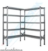 Rayonnage acier d'Angle tablettes Perforées - H: 1.97 m - 5 tablettes