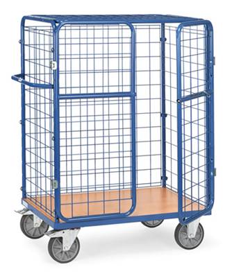 Chariot pour colis 8483-3D - treillis métallique, double porte et toît