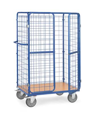 Chariot pour colis 8582-3D - treillis métallique, double porte et toît