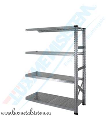 Rayonnage métallique - Elément Suivant 90 cm - H: 1.58 m - 4 tablettes