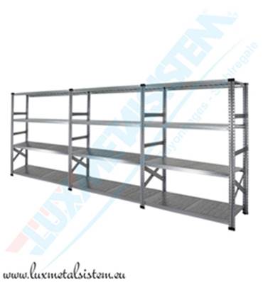 Etagère acier galvanisé - 3 éléments 90 cm - H: 1.58 m - 4 tablettes
