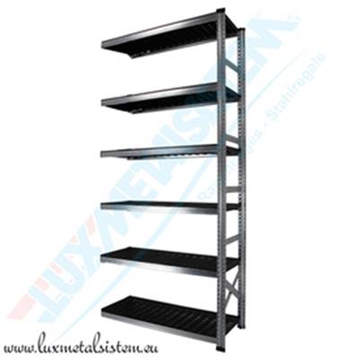 Rayonnage Elément Suivant PP Noir 90 cm - H: 2.50 m - 6 tablettes