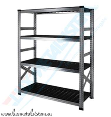Rayonnage Elément Départ PP Noir 1.20 m - H: 1.84 m - 4 tablettes