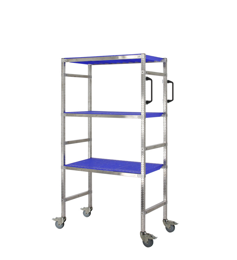 Chariot Haut Etroit INOX Bleu - H.1.74 m - P.39 cm