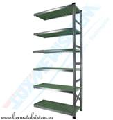 Rayonnage Elément Suivant PP Vert 1.35 m - H: 2.50 m - 6 tablettes
