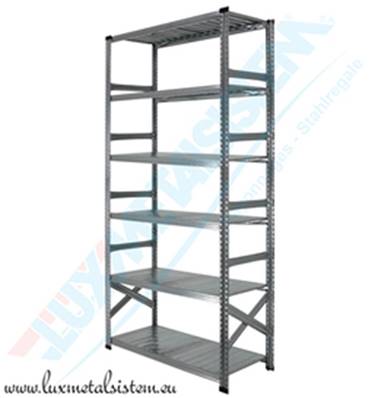 Rayonnage métallique - Elément Départ 1.35 m - H: 2.50 m - 6 tablettes