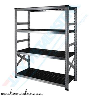 Rayonnage Elément Départ PP Noir 90 cm - H: 1.58 m - 4 tablettes