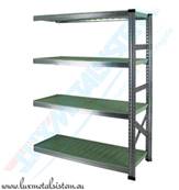 Rayonnage Elément Suivant PP Vert 1.20 m - H: 1.58 m - 4 tablettes