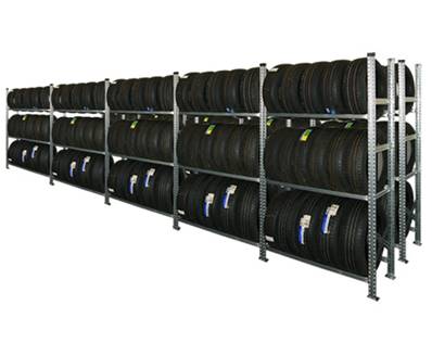Rayonnage pour pneus sans jantes