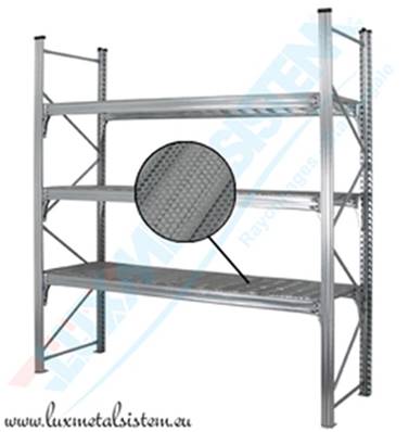 RAYONNAGE Mi-Lourd - Tablettes perforées 50 % - P. 45 cm à 85 cm