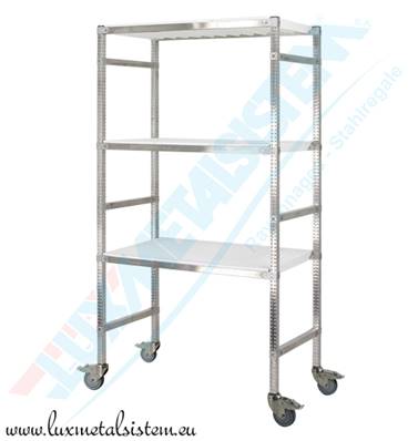 Chariot Haut Etroit INOX Blanc - H.1.66 m - P.39 cm