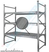 RAYONNAGE Mi-Lourd - Tablettes perforées 50 %  - P. 90 cm à 1,20 m
