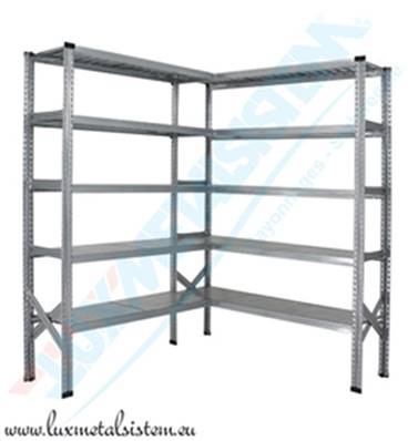 Rayonnage acier d'Angle tablettes Acier - H: 1.97 m - 5 tablettes