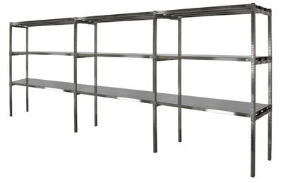Rayonnage Inox - 3 Éléments - 3 Niveaux Tablettes
