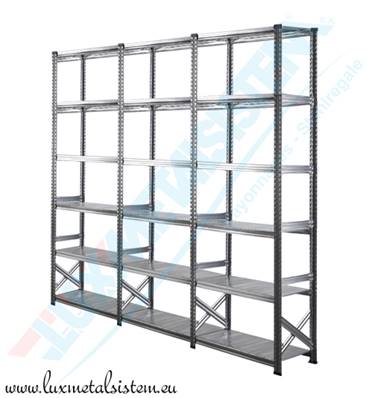 Rayonnage métallique - 3 éléments 90 cm - H: 2.50 m - 6 tablettes