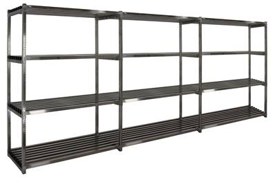 Rayonnage Inox Clayettes - 3 éléments - 4 Niveaux Clayettes