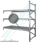 RAYONNAGE Mi-Lourd - Tablettes perforées 50 %  - P. 90 cm à 1,20 m