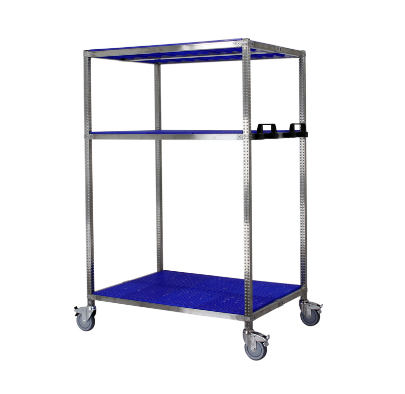 Chariot Haut Large INOX Bleu - H. 1.66 m - P. 1.05 m