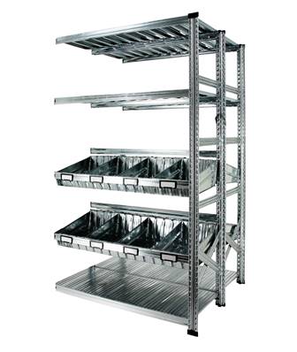Rayonnage Double - Elément Suivant avec Bacs Modulaires - H : 1.97 m