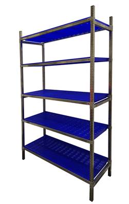 Rayonnage Inox - Elém. Départ PP Bleu  - 5 Niveaux Tablettes