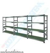 Rayonnage tab. PP Vert - 3 éléments 90 cm - H: 1.97 m - 5 tablettes