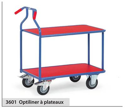 Optiliner-Chariot à plateaux 3601 bleu/rouge