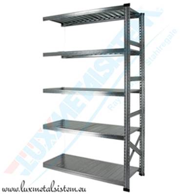 Rayonnage métallique - Elément Suivant 1.20 m - H: 1.97 m - 5 tablettes