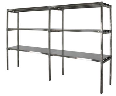 Rayonnage Inox - 2 Éléments - 3 Niveaux Tablettes